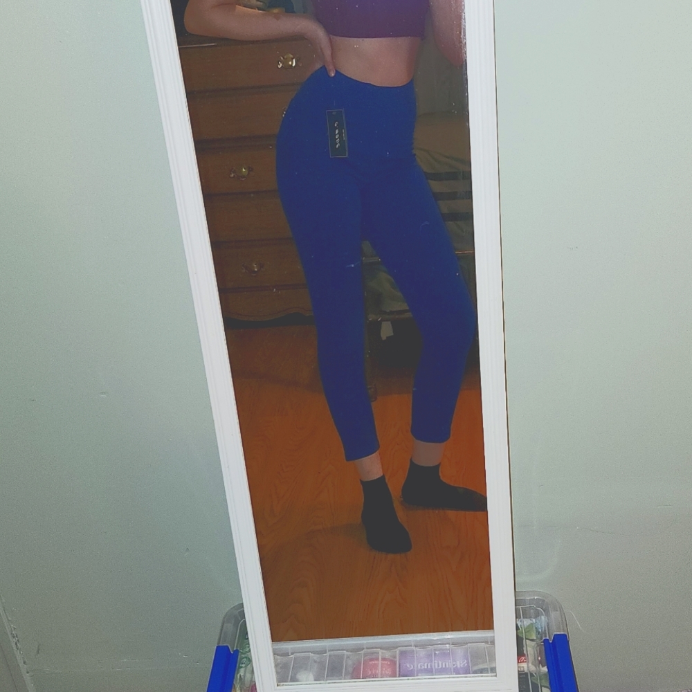 Above the ankle blue slacks